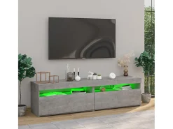 2 unidades gris hormigón 75x35x40cm YOE21354 Muebles TV con luces LED