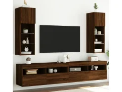 Almar Muebles de TV con luces LED 2 uds marrón roble 30,5x30x90 cm