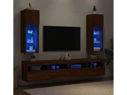 Almar Muebles de TV con luces LED 2 uds marrón roble 30,5x30x90 cm