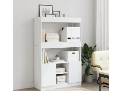 Aparador alto madera de ingeniería blanco 92x33x140 cm
