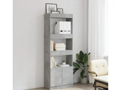 Aparador alto madera de ingeniería gris hormigón 63x33x180 cm