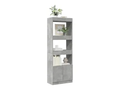 Aparador alto madera de ingeniería gris hormigón 63x33x180 cm