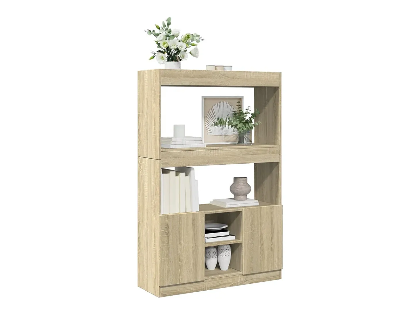 Aparador alto madera de ingeniería roble Sonoma 92x33x140 cm