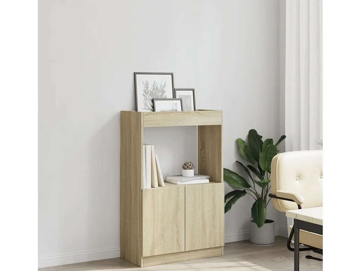 Aparador alto madera ingeniería roble Sonoma 63x33x100 cm