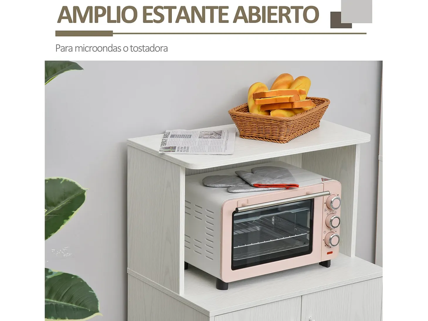 Aparador auxiliar para microondas blanco 60.4x40.3x97 cm HOMCOM