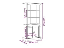 Aparador Corona Range de pino mexicano 80x40x170 cm