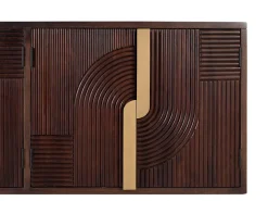 Aparador de madera maciza con cuatro puertas y detalles dorados