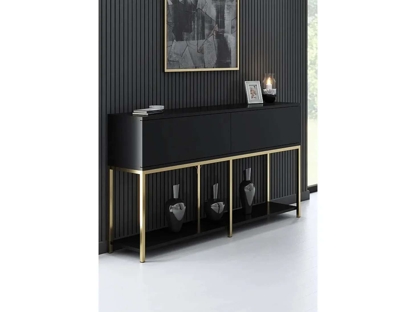 Aparador Lord Negro dorado150x30x80 cm