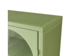 Aparador mural con 2 puertas de cristal curvado - Para cocina o baño - Verde - 70 × 23 × 60 cm