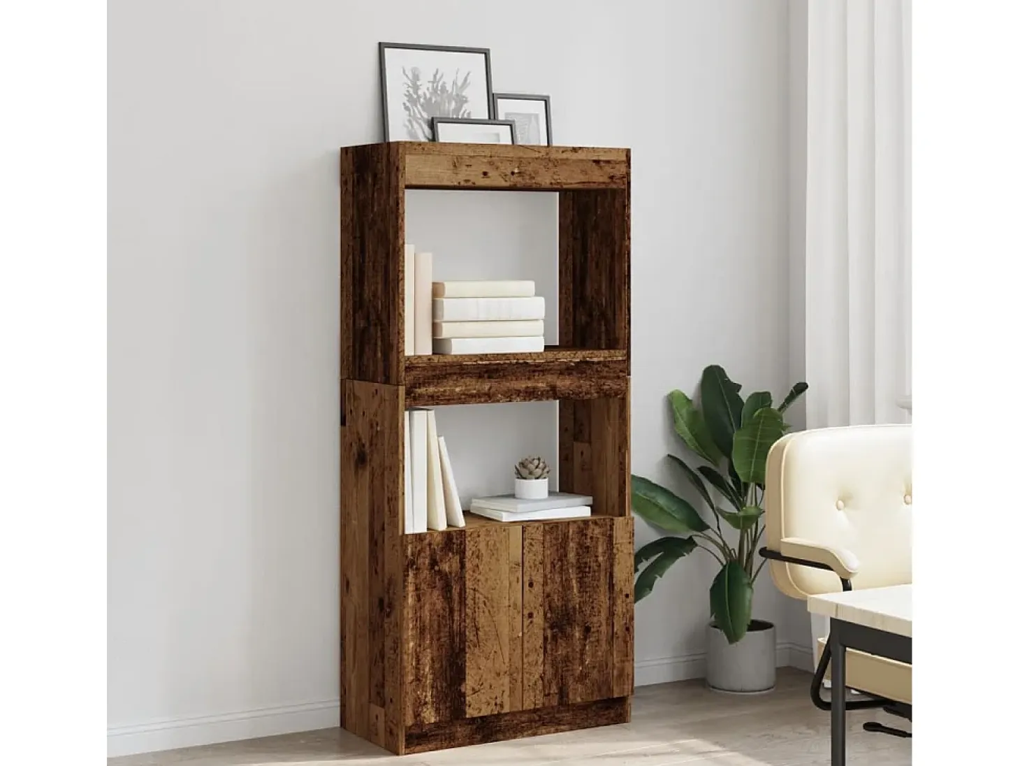 Aparadorde madera de ingeniería madera envejecida 63x33x140 cm