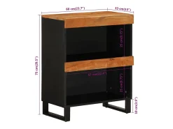 Armario auxiliar madera maciza de acacia 60x33x75 cm