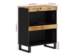 Armario auxiliar madera maciza de mango 60x33x75 cm