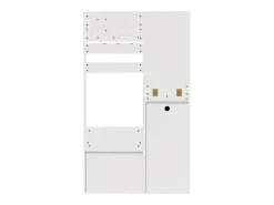 Armario blanco con 2 cajones, 1 puerta y espejo, ganchos regulables 105x38x180cm