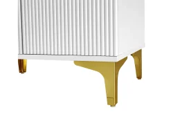 Armario blanco con 2 puertas, banco zapatero y cojín, ganchos, patas doradas 60,5x35,2x180,5cm