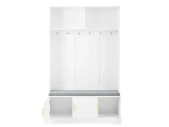Armario blanco con 3 puertas, banco zapatero y 6 ganchos, sencillo y versátil 120×40×191 cm