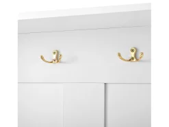 Armario blanco con 3 puertas, banco zapatero y 6 ganchos, sencillo y versátil 120×40×191 cm