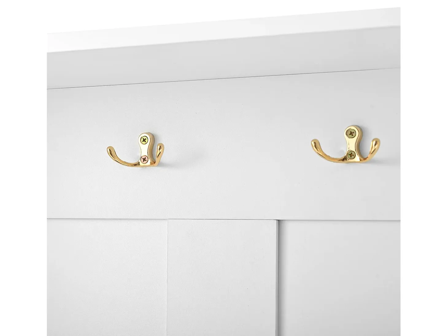Armario blanco con 3 puertas, banco zapatero y 6 ganchos, sencillo y versátil 120×40×191 cm