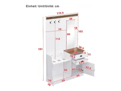 Armario blanco y madera con espejo, 2 cajones, 1 puerta, colgadores y paragüero 110,5x38x191cm