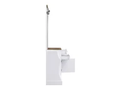 Armario blanco y madera con espejo, 2 cajones, 1 puerta, colgadores y paragüero 110,5x38x191cm