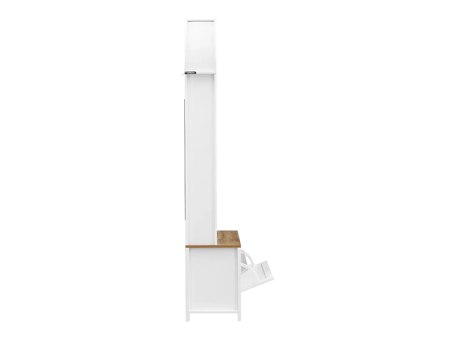 Armario blanco y natural con puerta y colgadores dorados, diseño arco 75x35x195cm