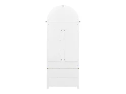 Armario blanco y natural con puerta y colgadores dorados, diseño arco 75x35x195cm