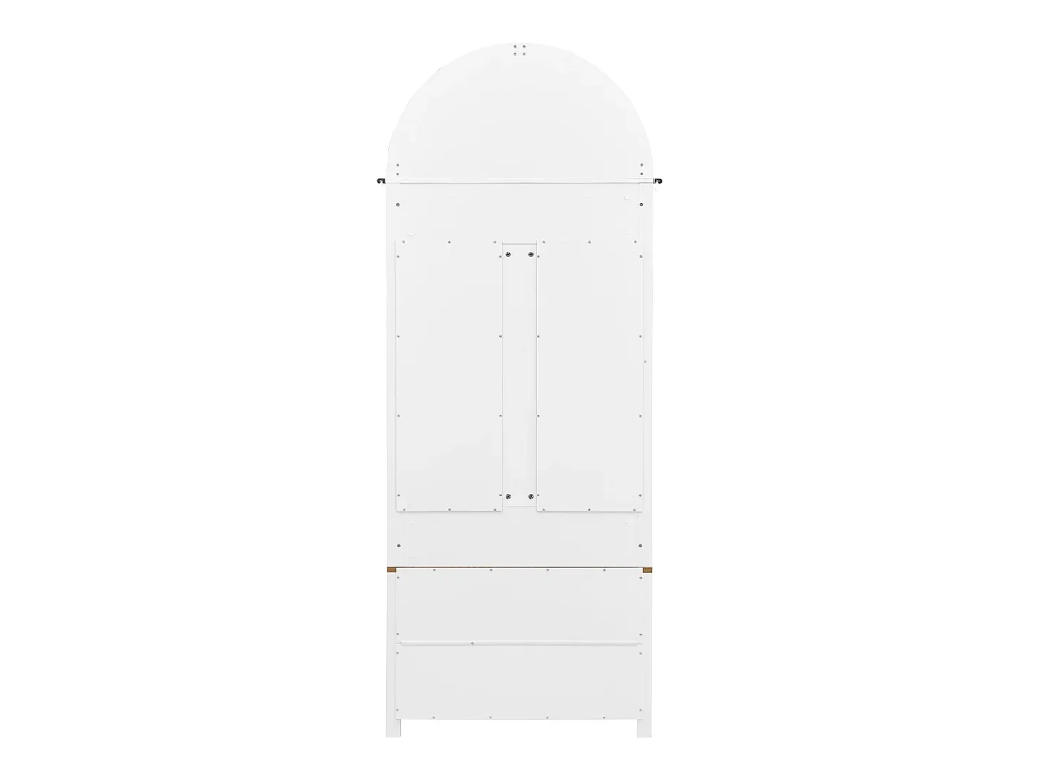 Armario blanco y natural con puerta y colgadores dorados, diseño arco 75x35x195cm