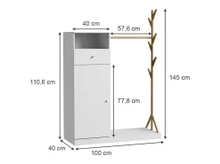 Armario blanco/bambú 100x40x145 liria