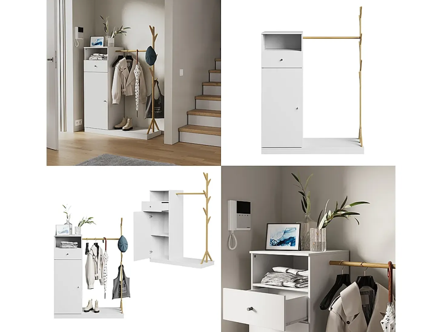 Armario blanco/bambú 100x40x145 liria