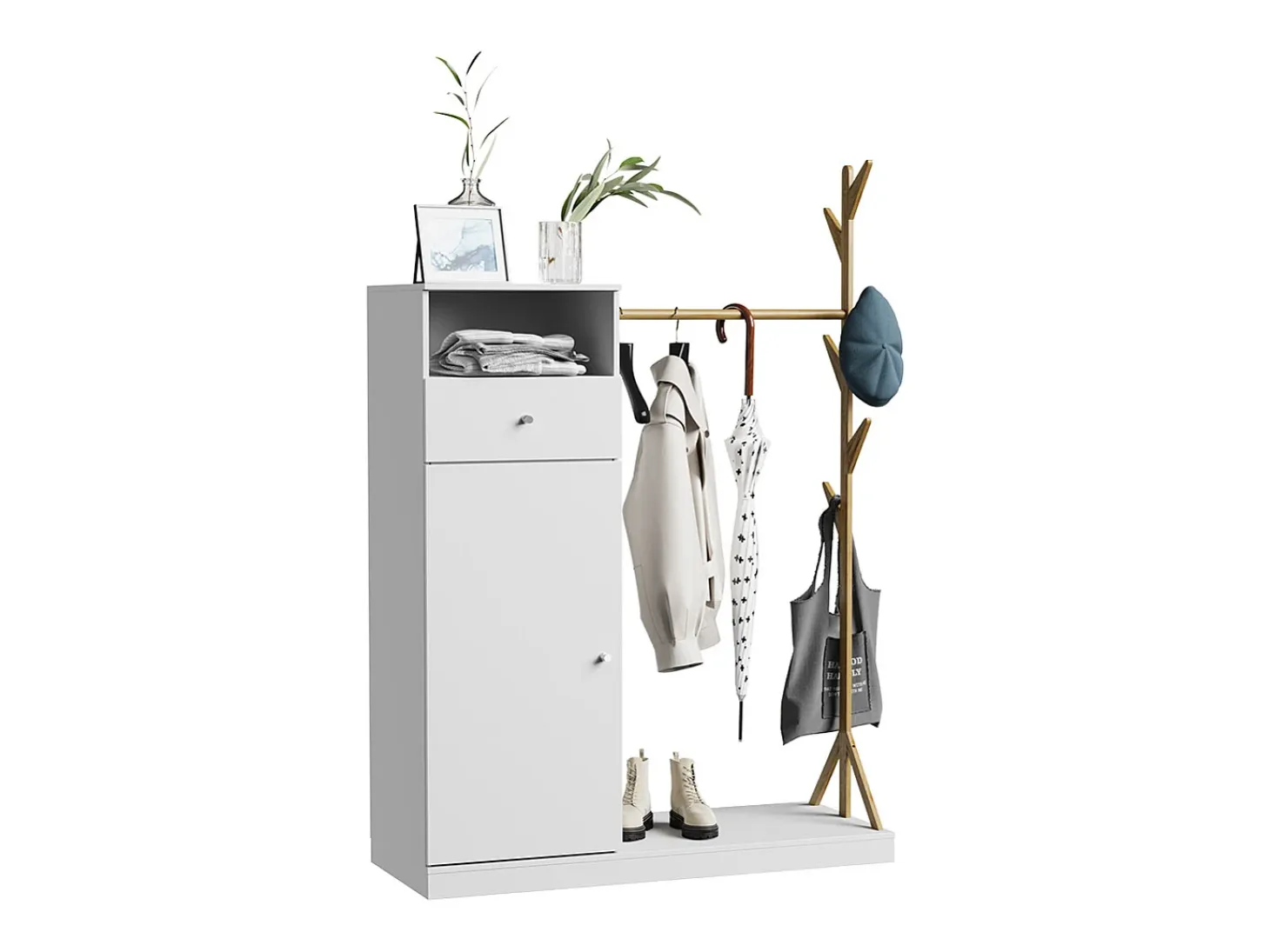 Armario blanco/bambú 100x40x145 liria