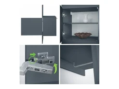 Armario Carlton Neo, Perchero de pared con panel de vestíbulo, espejo, barra para ropa y armario de pared, Azul real (52 x 193 x 35 cm)