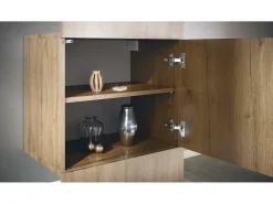 Armario Carlton Neo, Perchero de pared con panel de vestíbulo, espejo, barra para ropa y armario de pared, Roble Evoke (52 x 193 x 35 cm)