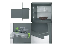 Armario Carlton Neo, Perchero de pared con panel de vestíbulo, espejo, barra para ropa y armario de pared, Fiordo verde (52 x 193 x 35 cm)
