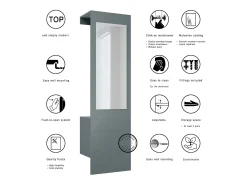 Armario Carlton Neo, Perchero de pared con panel de vestíbulo, espejo, barra para ropa y armario de pared, Fiordo verde (52 x 193 x 35 cm)