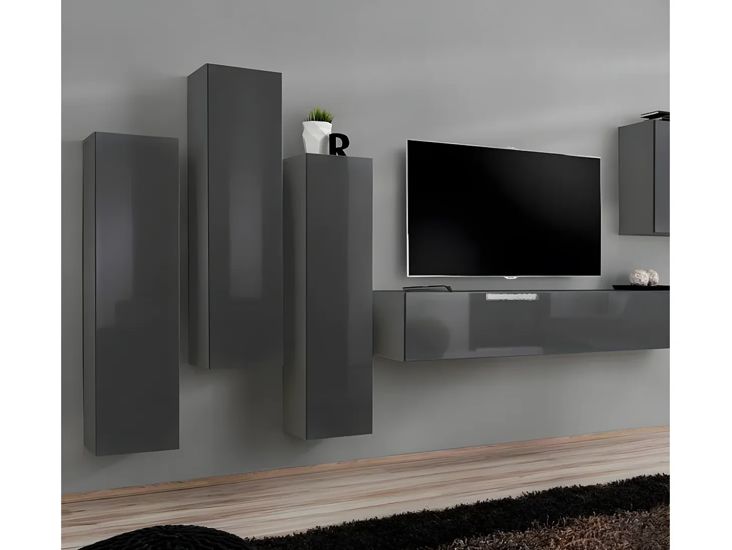 Armario colgante para Salón comedor en Gris 30x30x180cm Berit