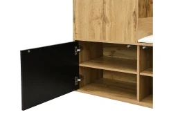 Armario con espejo - Perchero con 5 ganchos y 2 puertas - almacenaje abierto - madera - para dormitorio y salón