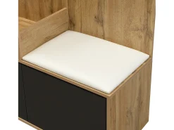 Armario con espejo - Perchero con 5 ganchos y 2 puertas - almacenaje abierto - madera - para dormitorio y salón