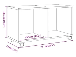 Armario con ruedas madera ingeniería gris hormigón 72x33x42,5cm