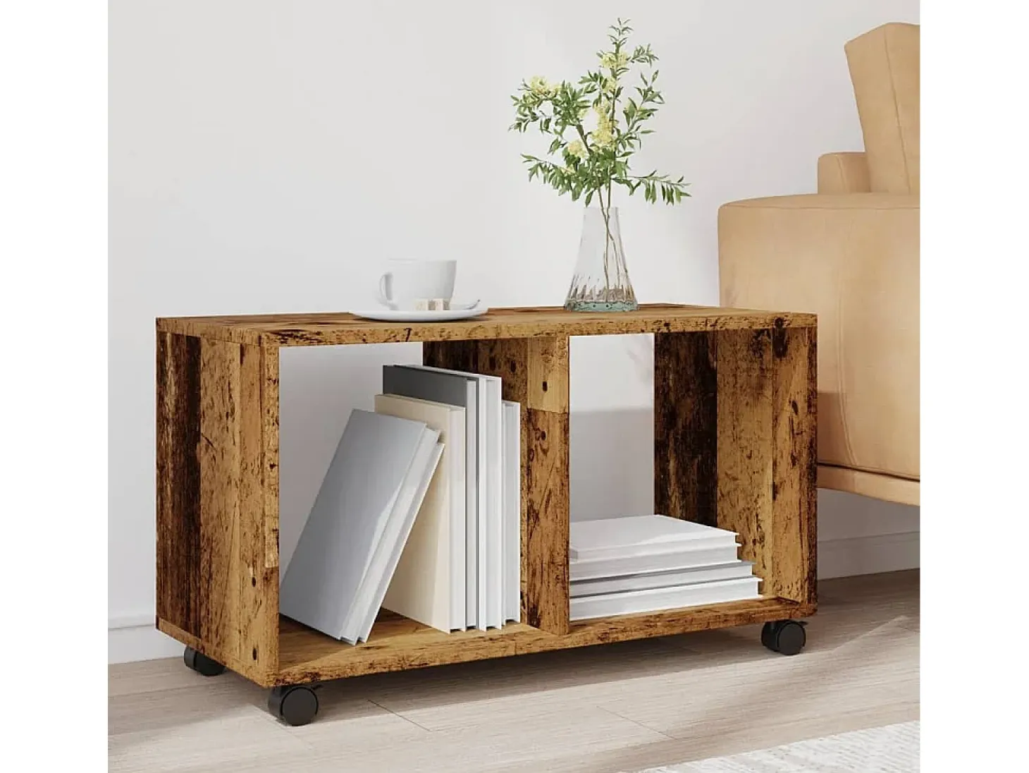 Armario con ruedas madera ingeniería envejecida 72x33x42,5 cm
