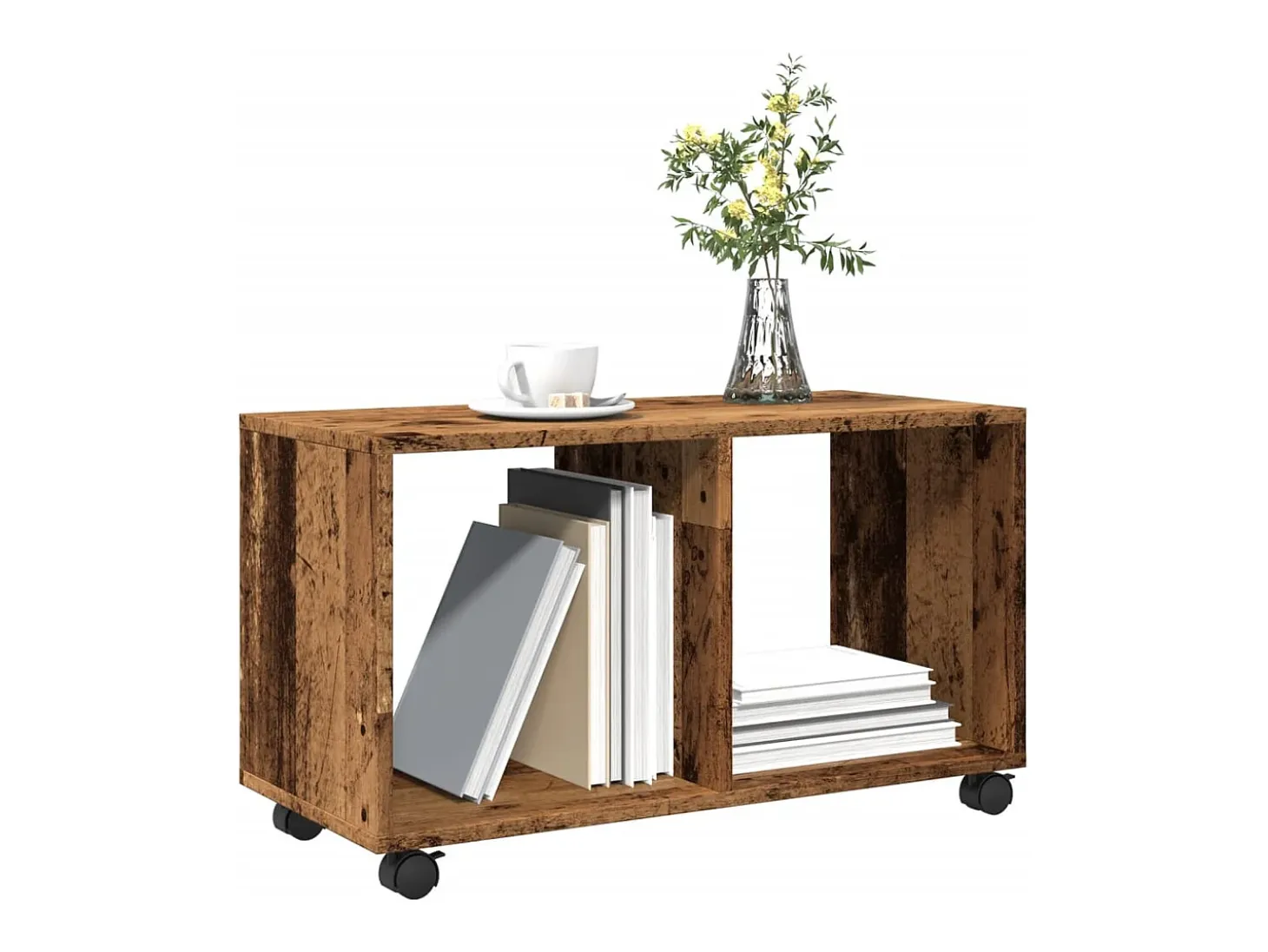Armario con ruedas madera ingeniería envejecida 72x33x42,5 cm