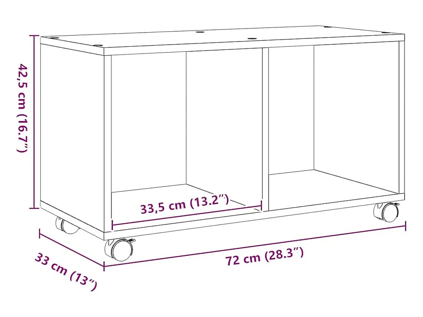 Armario con ruedas madera ingeniería artisian 72x33x42,5 cm