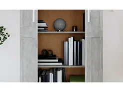 Armario de libros contrachapada gris hormigón 82,5x30,5x150cm