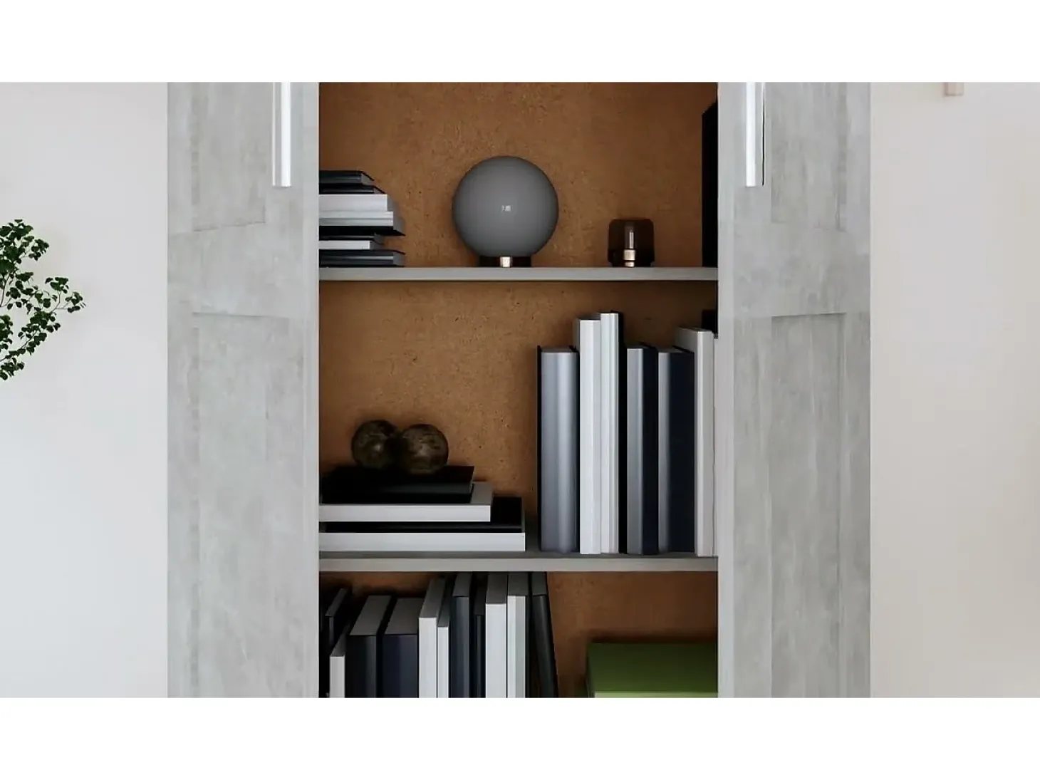 Armario de libros contrachapada gris hormigón 82,5x30,5x150cm