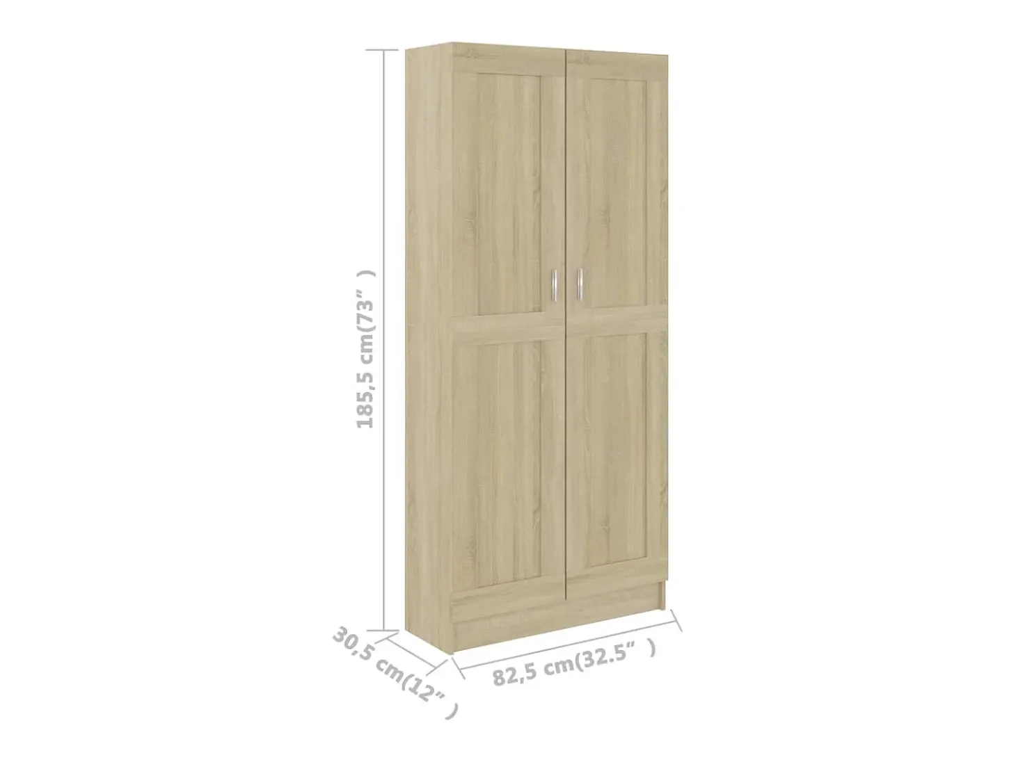 Armario de libros contrachapada color roble 82,5x30,5x185,5 cm