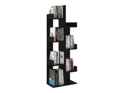 Armario de libros madera contrachapada negro 48x25,5x140 cm