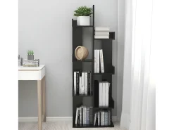 Armario de libros madera contrachapada negro 48x25,5x140 cm