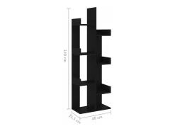 Armario de libros madera contrachapada negro 48x25,5x140 cm