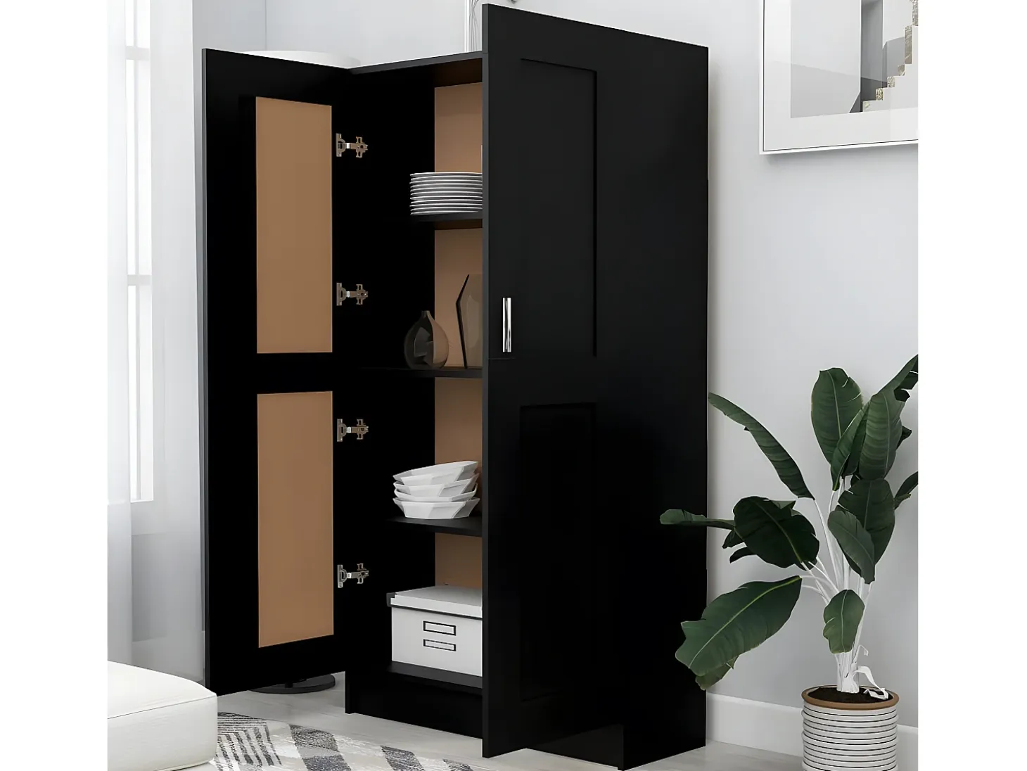 Armario de libros madera contrachapada negro 82,5x30,5x150 cm