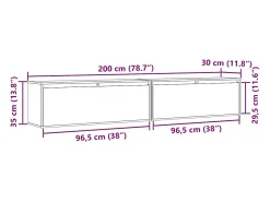 Armario de pared 2 uds madera maciza de pino blanco 100x30x35cm