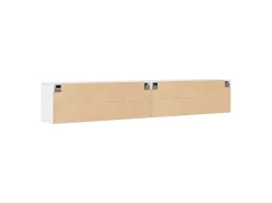 Armario de pared 2 uds madera maciza de pino blanco 100x30x35cm