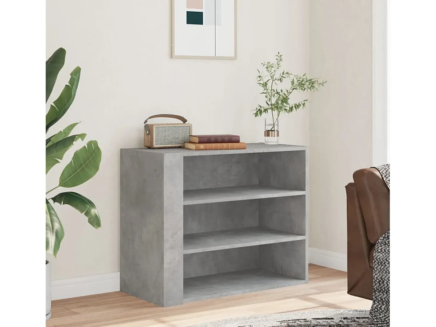 Armario de pared gris hormigón 75x35x60 cm madera de ingeniería